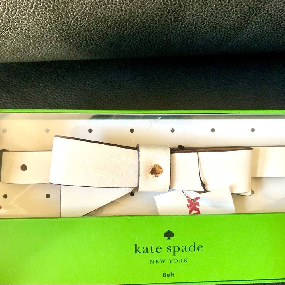 KATE SPADE Adjustible Bow Leather Belt Size S/M White 3/4" Width